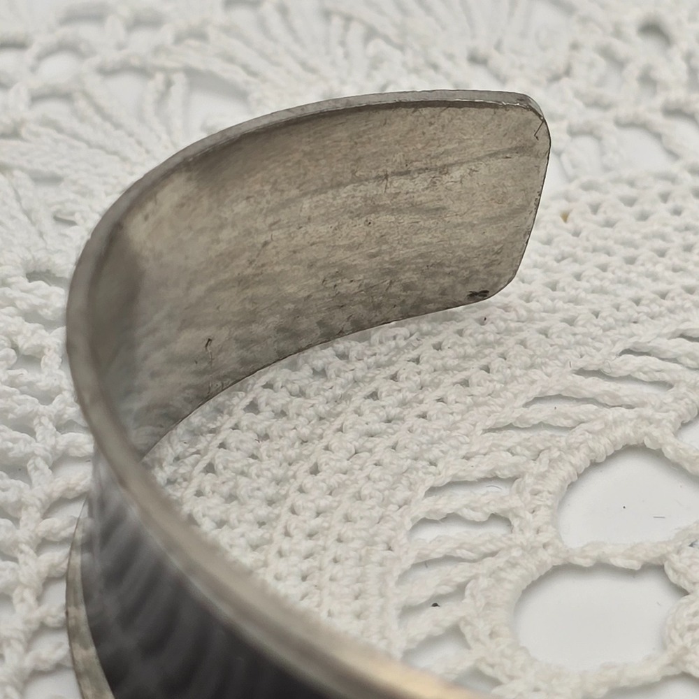 Vintage Jorgen Jensen cuff bangle bracelet pewter Danish wide #858 - Picture 10 of 11